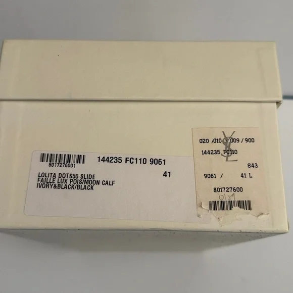 YSL Ivory & Black Lolita Dot Heeled Slides - Picture 10 of 10